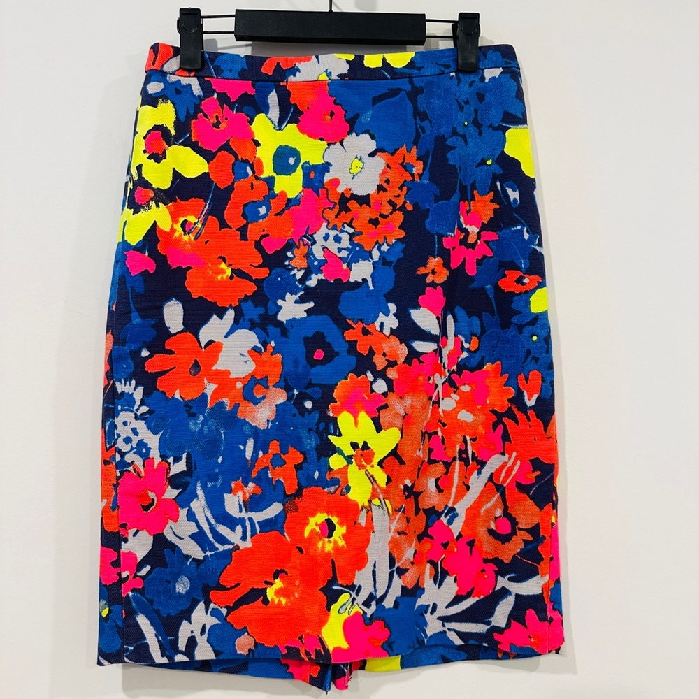 Colorful Water Bright Color Flower Pattern Pencil Skirt Size 2